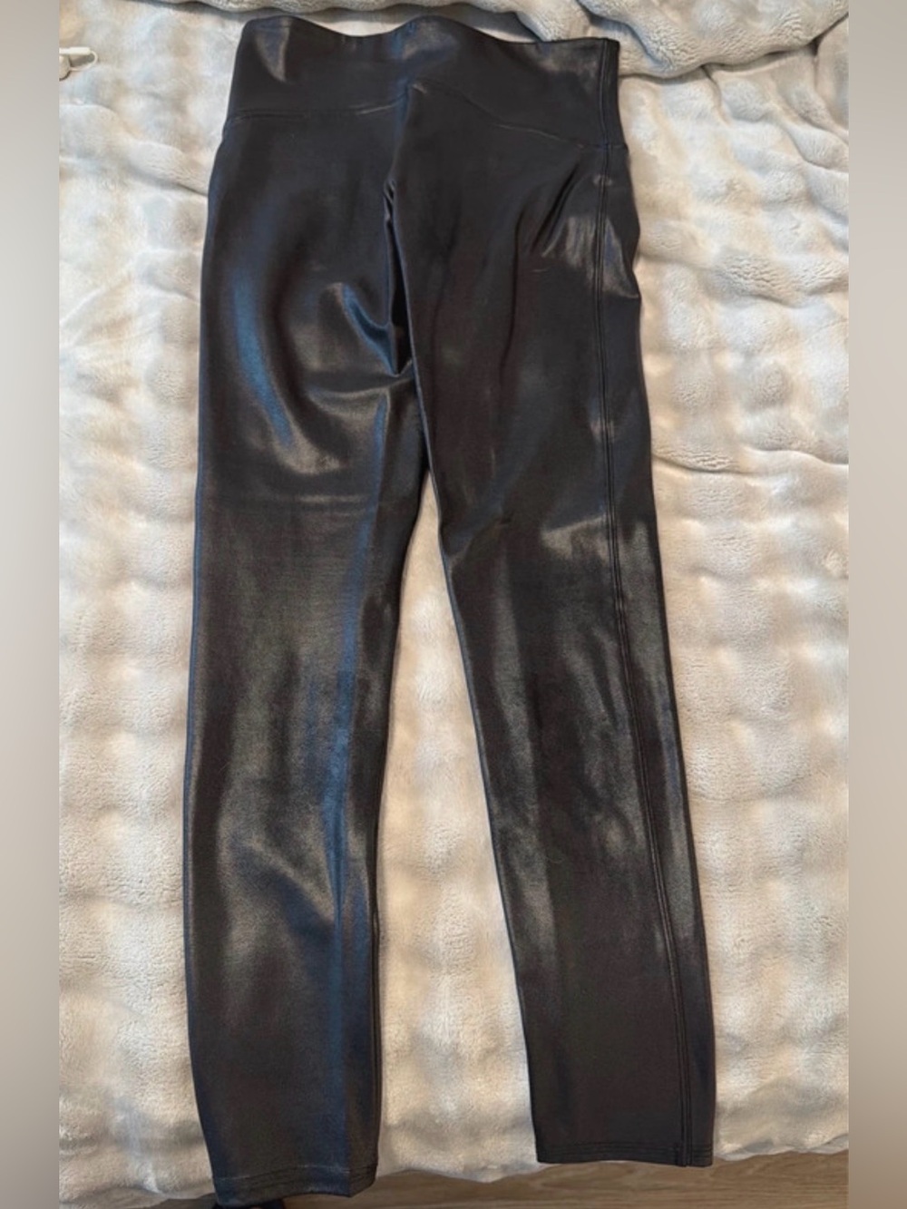 SPANX Black Faux-Leather High-Rise Leggings size medium